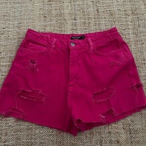 Nasty Gal Hot Dark Pink Distressed Cut Off Shorts Size 6